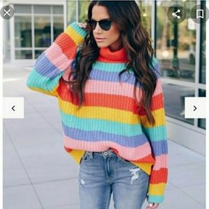 NWT vici jolly cowl neck striped sweater small